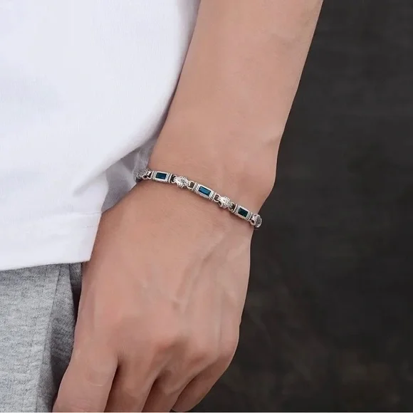 Fathers Day Blue Gem Motif Bracelet - Picture 5 of 5